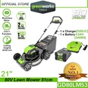 Greenworks GD80LM53 80V 21" Cordless Lawn Mower (With 4AH Battery &amp; Charger)